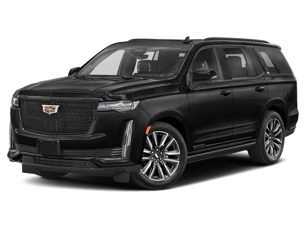 2021 Cadillac Escalade Sport in Black Raven — front three-quarter view