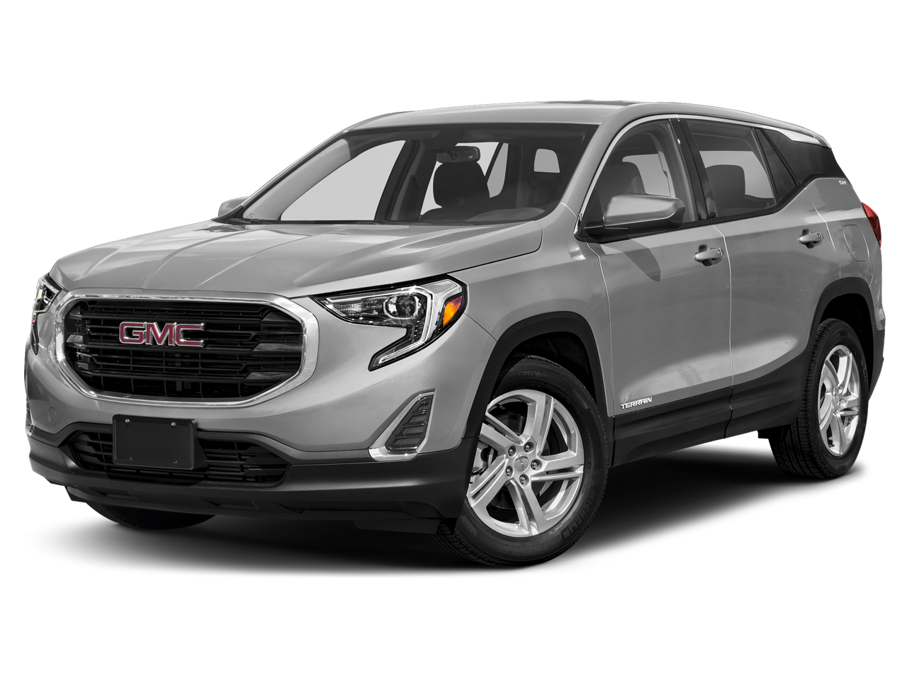 2021 GMC Terrain SLE in Quicksilver Metallic — front three-quarter view