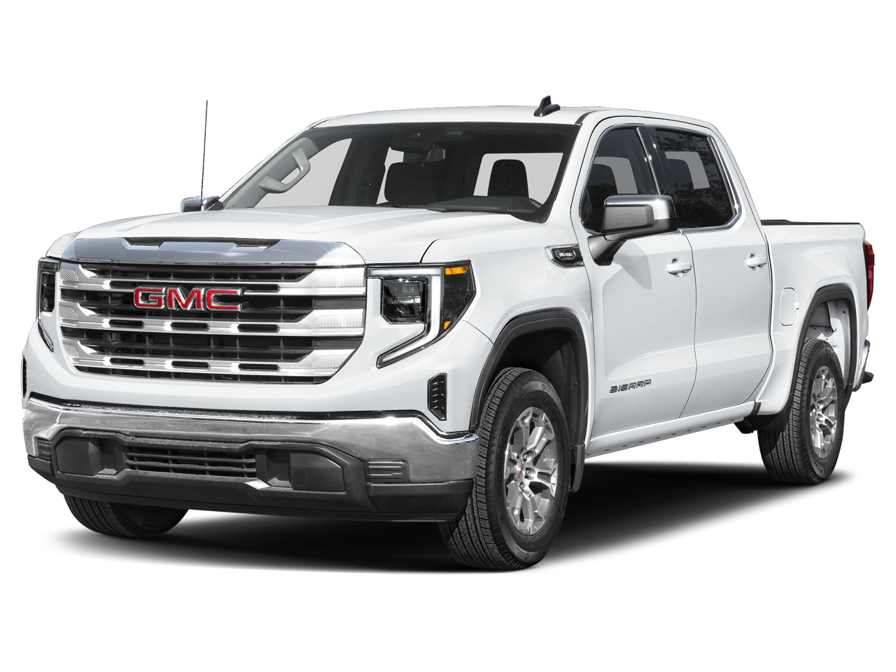 2025 GMC Sierra 1500 SLT in Summit White — front three-quarter view