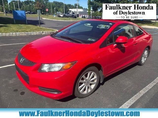 2012 Honda Civic Coupe EX Automatic in Rallye Red — front three-quarter view