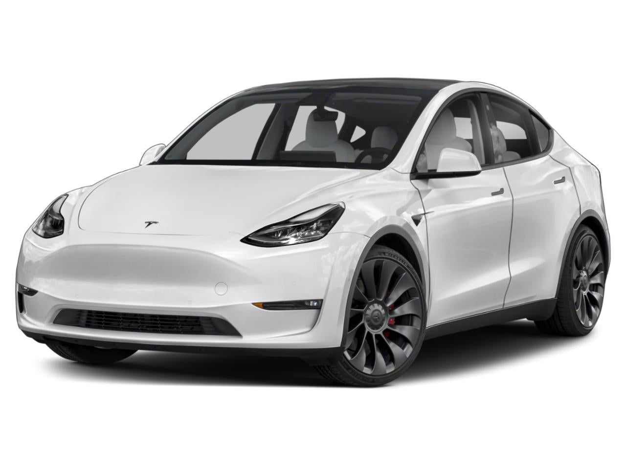 2021 Tesla Model Y Long Range AWD in Pearl White Multi Coat — front three-quarter view