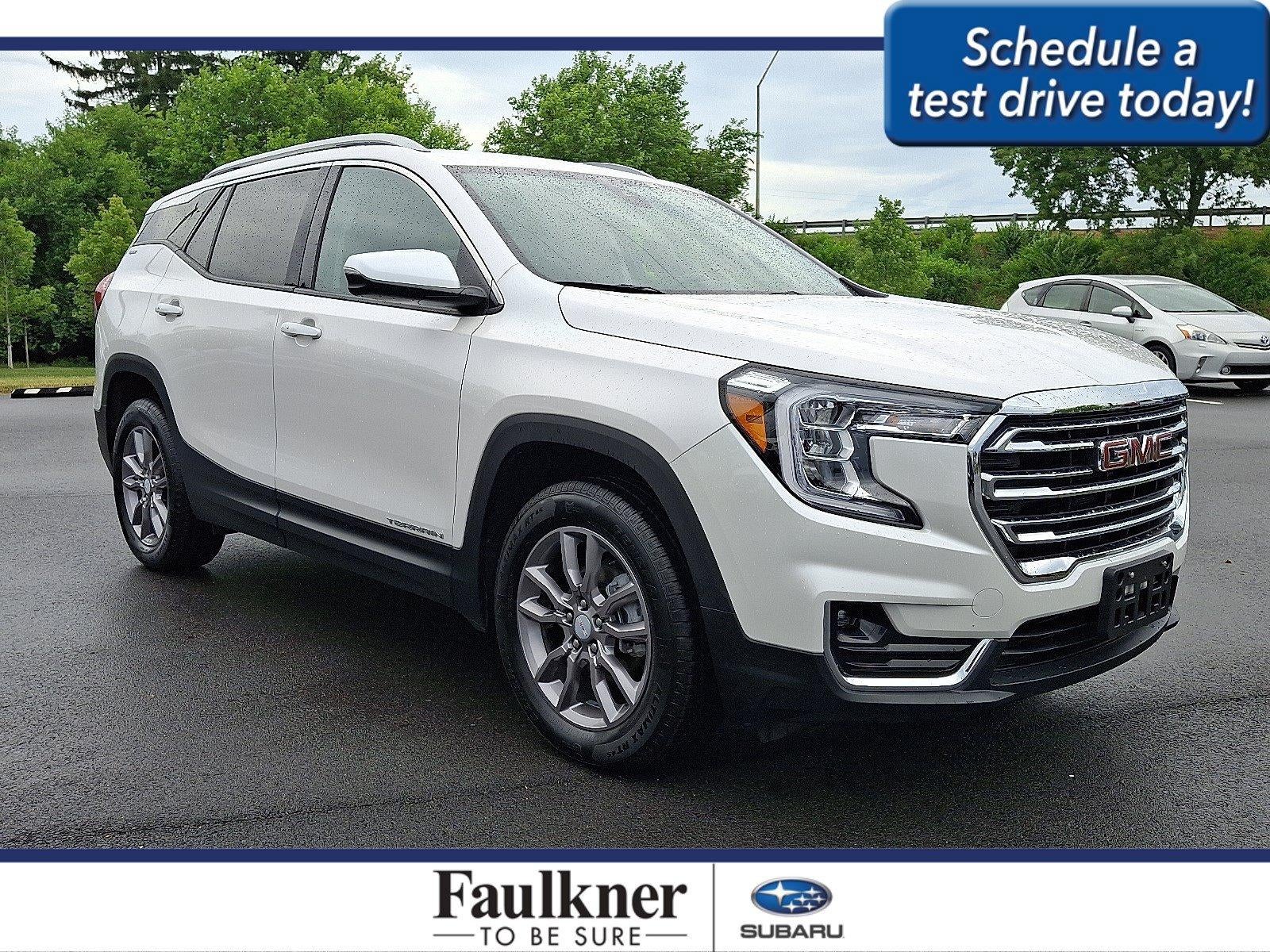 2023 GMC Terrain AWD 4dr SLT in White Frost Tricoat — front three-quarter view