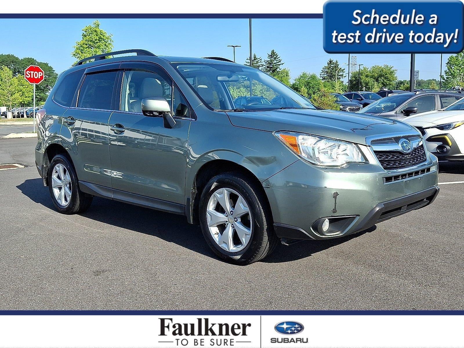 2015 Subaru Forester 2.5i Limited in Jasmine Green Metallic — front three-quarter view