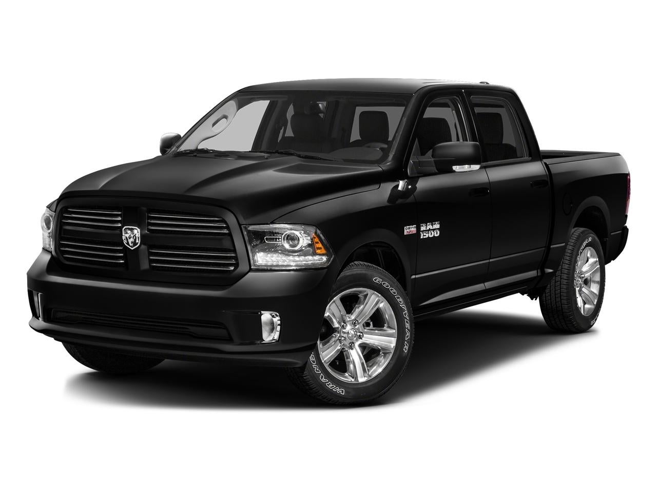 2016 RAM 1500 4WD Crew Cab 5.7 Ft Box Express in Brilliant Black Crystal Pearlcoat — front three-quarter view