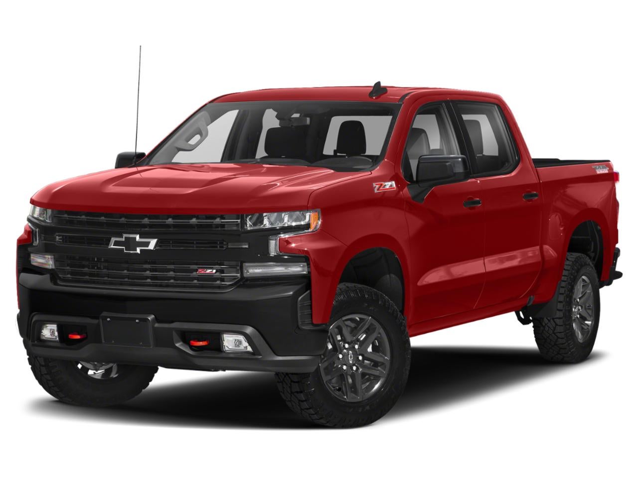 2021 Chevrolet Silverado 1500 Crew Cab Short Box 4-Wheel Drive LT Trail Boss in Cherry Red Tintcoat — front three-quarter view