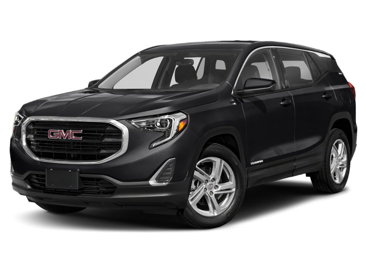 2021 GMC Terrain FWD SLE in Ebony Twilight Metallic — front three-quarter view