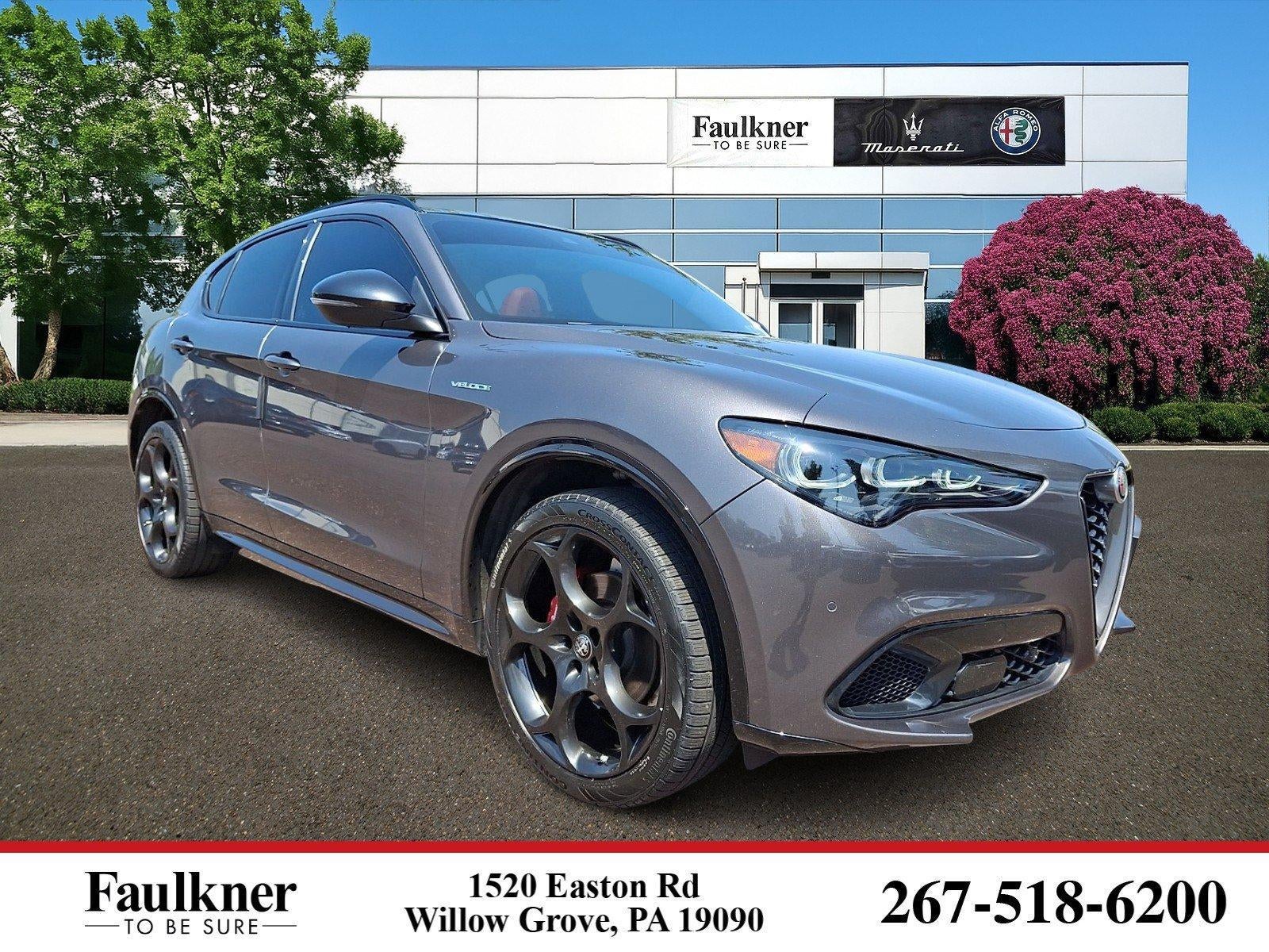 2024 Alfa Romeo Stelvio Veloce AWD in Vesuvio Gray Metallic — front three-quarter view