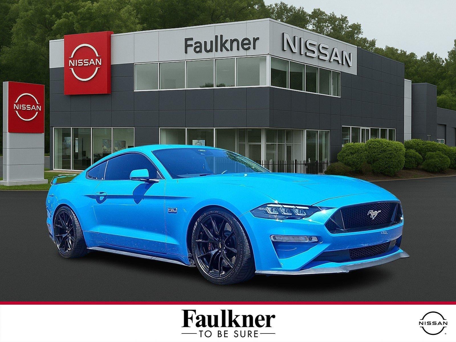 2023 Ford Mustang GT Premium Fastback in Grabber Blue Metallic — front three-quarter view